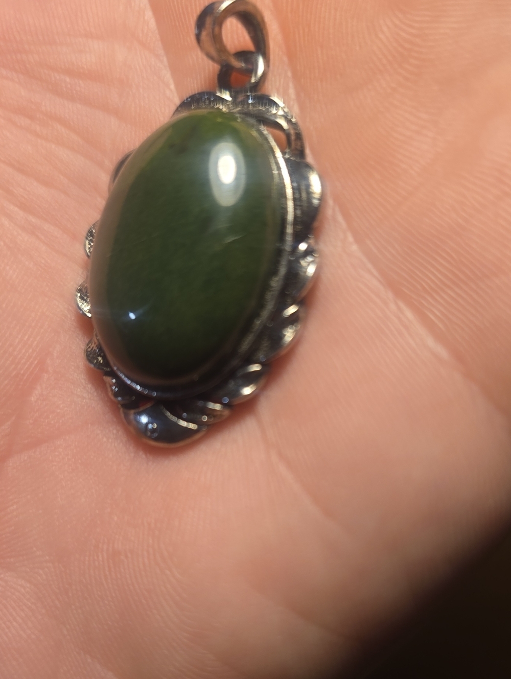 Green Jasper Cabashon Pendant Necklace - Women Jewelry